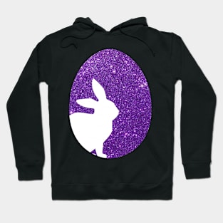 Easter Bunny Silhouette in Purple Faux Glitter Easter Egg Hoodie